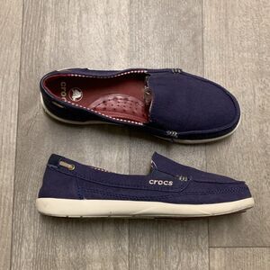 Womens CROCS Canvas Slip On Comfort‎ Boat Shoes